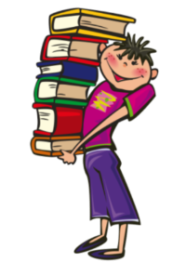 Boy with stack of books